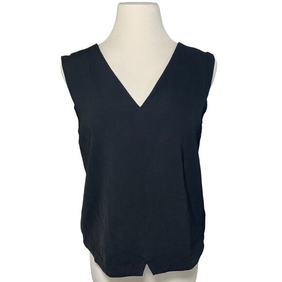 Rag & Bone Alma Boxy Tuxedo Sleeveless V Neck Lined Crop Top Tank Black Medium - Picture 2 of 11